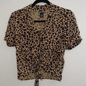 Leopard Print Tie Crop Top
